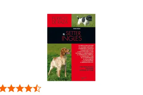 Libro "El Setter Inglés" con imágenes de cachorros y adultos de la raza. Guía completa para el cuidado y adiestramiento del setter inglés.