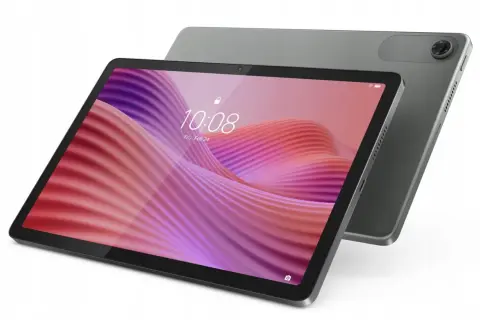 Szary tablet Lenovo z kolorową tapetą na ekranie. Znajdź instrukcję po polsku dla swojego urządzenia.