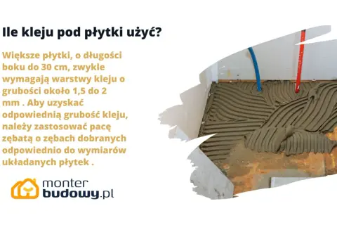 Ile kleju pod płytki użyć? Grubość warstwy kleju 1,5-2 mm dla płytek do 30 cm. Użyj pacy zębatą dopasowaną do rozmiaru płytek.