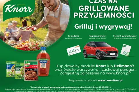 Knorr konkurs loteria: grilluj i wygrywaj! Do zgarnięcia Hyundai Kona Hybrid i inne nagrody.