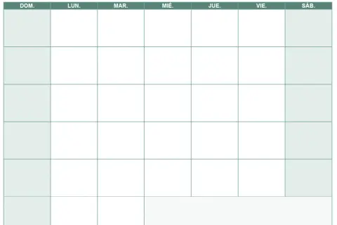 Plantilla de calendario vacía para planificar el mes de diciembre y enero.