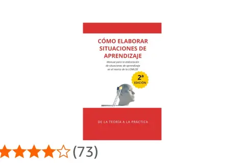 Manual "Cómo elaborar situaciones de aprendizaje" con una ilustración de una cabeza humana y una escalera. Ofrece ejemplos prácticos.