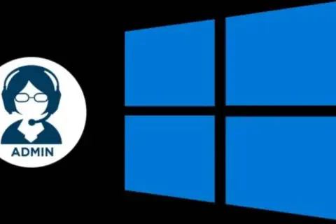 Icono de administrador con auriculares junto al logo de Windows 10. Guía para cambiar administrador Windows 10.