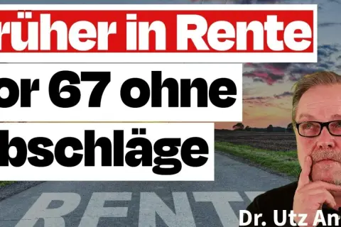 Früher in Rente: Lohnt es sich bis 67 zu arbeiten? Mann denkt nach, während im Hintergrund eine Straße zur Rente führt.