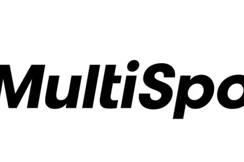 Logo MultiSport z niebieskim okręgiem i białą pionową kreską.