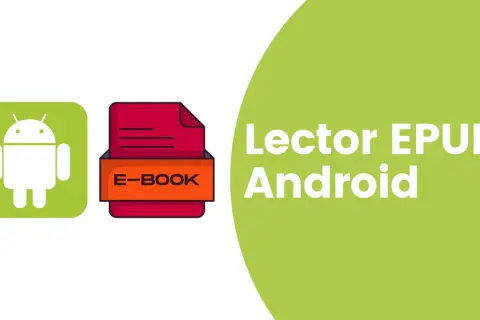 Icône Android et un livre électronique rouge. Texte : Lecteur EPUB Android.