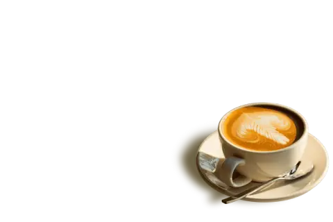 En vacker kaffe latte hemma, med latte art som ser ut som ett löv. En perfekt start på dagen.