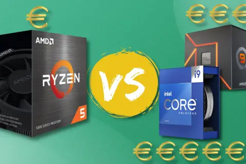 AMD Ryzen 5 5600 vs 5600X: Ein Vergleich der Prozessoren mit Euro-Symbolen, die den Preis darstellen.