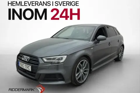 Grå begagnad Audi A3 Sportback med hemleverans inom 24h i Sverige. En snygg och praktisk bil för vardagen.
