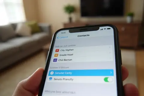 Jak usunąć kontakt z WhatsApp? Na ekranie telefonu widać listę kontaktów, gdzie można zarządzać swoimi danymi.