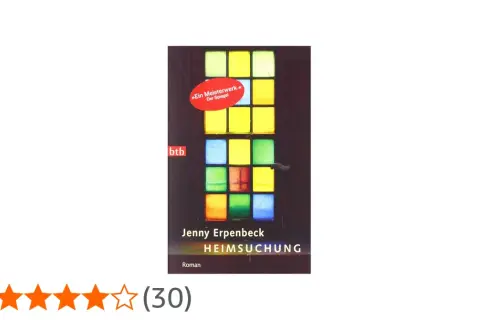 Buchcover "Heimsuchung" von Jenny Erpenbeck. Bunt verglastes Fenster, das an eine Heimsuchung erinnert.