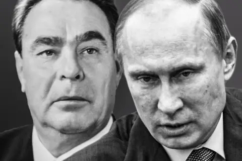 Leonid Breżniew i Władimir Putin, dwie twarze historii, których polityczna doktryna kształtowała losy narodów.