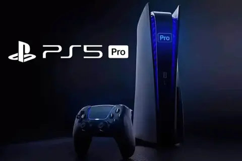 Konsola PS5 Pro i kontroler na ciemnym tle. Zastanawiasz się, ile fps ma PS5? Ta wersja Pro zapewni płynność!