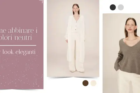 Come abbinare il beige per look eleganti: un completo bianco e un maglione grigio su pantaloni chiari.