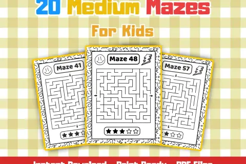 Un divertido laberinto para imprimir, ideal para niños. Incluye 20 laberintos de dificultad media.