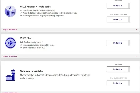 Wizzair przebukowanie biletu: opcje WIZZ Priority, WIZZ Flex i odprawa na lotnisku. Wybierz dodatki do swojej podróży.
