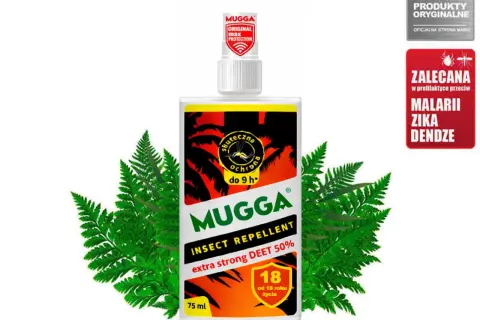 Mugga strong – spray na owady z 50% DEET, chroniący do 9 godzin. Idealny na tropikalne podróże.