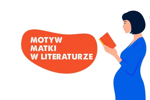 Ciężarna kobieta czyta książkę o motywie matki cierpiącej w literaturze.