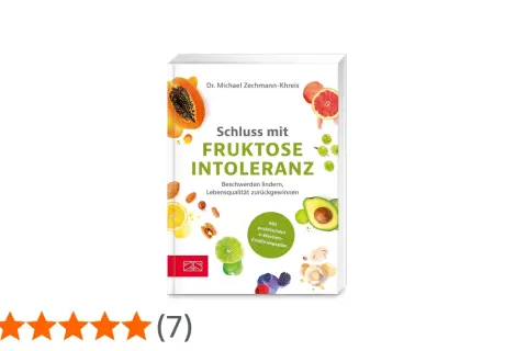 Buchcover "Schluss mit Fruktoseintoleranz" mit Früchten und Nüssen. Erfahren Sie mehr über fructoseintoleranz symptome und wie Sie Beschwerden lindern.