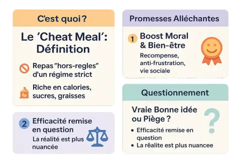 Le 'Cheat Meal' : définition, promesses alléchantes et questionnement. Un repas "hors-règles" riche en calories, sucres, graisses, qui peut être une récompense ou un piège. L'efficacité est remise en question, la réalité est plus nuancée.