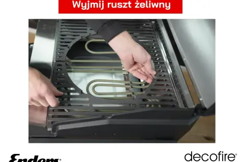 Instrukcja jak grillować na grillu elektrycznym: wyjmowanie żeliwnego rusztu.