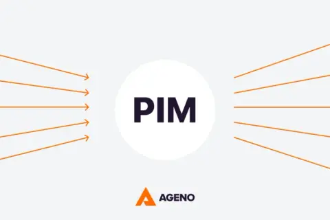 Schemat pokazuje, jak system PIM integruje dane z ERP, Excel, dostawców i wiedzy, wysyłając je do druku, POS, e-commerce, B2B i na marketplace.