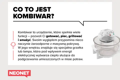 Biały kombiwar z szklaną misą i metalową kratką w środku.
