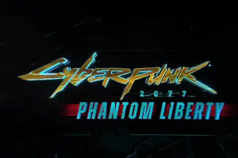 Logo Cyberpunk 2077 Phantom Liberty, zapowiedź rozszerzenia do gry, które przeniesie graczy do Dogtown.