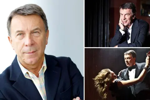 Wojciech Gąsowski w trzech odsłonach: portret, elegancki garnitur i taniec z partnerką.