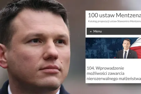 Sławomir Mentzen 100 ustaw podatkowych: katalog propozycji, w tym propozycja nr 104 dotycząca nierozerwalnego małżeństwa.