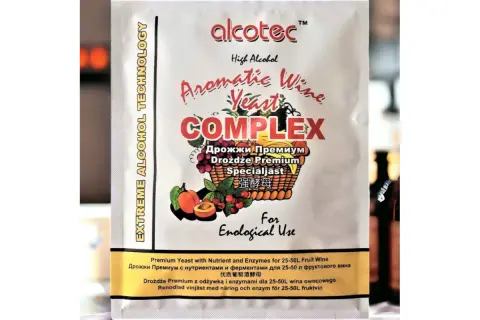 Opakowanie drożdży Alcotec Aromatic Wine Yeast COMPLEX. Idealne, gdy zastanawiasz się, jakie drożdże do wina wybrać, by uzyskać bogaty aromat.