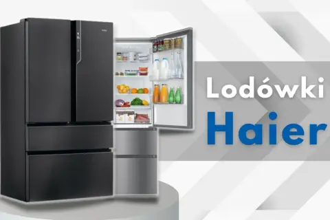 Czarna, nowoczesna lodówka Haier z otwartymi drzwiczkami, pełna świeżej żywności. Sprawdź lodówki Haier opinie i wybierz idealny model dla siebie.