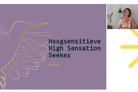 Wat is HSS? Een introductie tot Hoogsensitieve High Sensation Seekers, met een vogel en een vrouw die uitleg geeft.