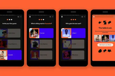 Spotify-appen visar hur man skapar en gästlista med artister. En ny funktion för att sätta stämningen med personliga mixar.