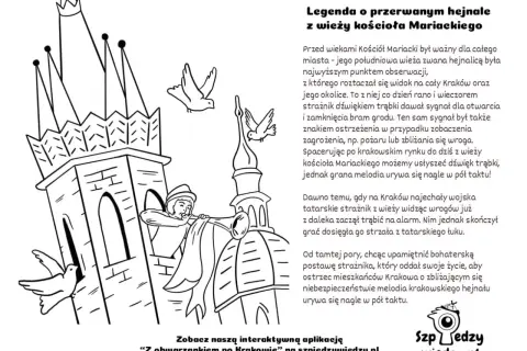 Strażnik gra hejnał mariacki z wieży kościoła, gdy nagle zostaje trafiony strzałą.