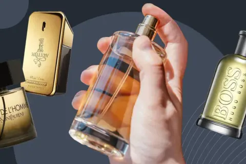 Popularne męskie perfumy: Paco Rabanne 1 Million, Yves Saint Laurent La Nuit de L'Homme i Hugo Boss.