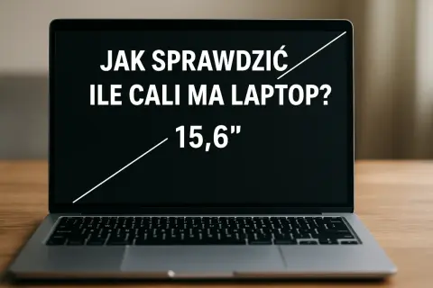 Jak sprawdzić ile cali ma laptop? Ekran pokazuje 15,6 cala.