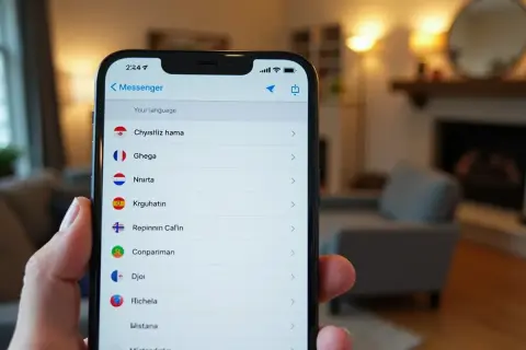Ekran telefonu z listą języków do wyboru w Messengerze. Dowiedz się, jak zmienić język na Messengerze, wybierając spośród wielu opcji.