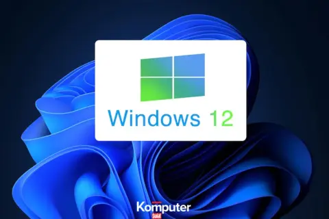 Logo Windows 12 na tle niebieskich fal. Sprawdź, czy Twój komputer spełnia wymagania Windows 12.