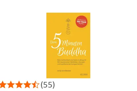 Buchcover "Dein 5 Minuten Buddha" mit inspirierenden buddhistischen Weisheiten für mehr Achtsamkeit und Glück im Alltag.