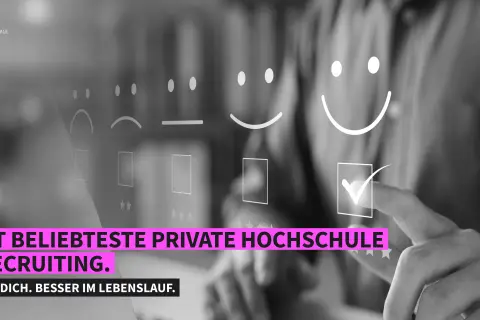 Daumen hoch für die IU! Die IU ist die beliebteste private Hochschule im Recruiting. Perfekt für deine Fortbildung und deinen Lebenslauf.