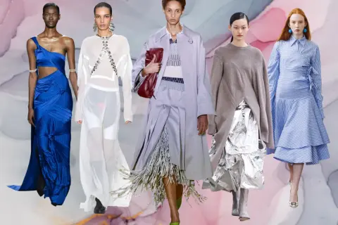 Modelle con abiti audaci e innovativi, un assaggio delle prossime tendenze moda e brand emergenti.