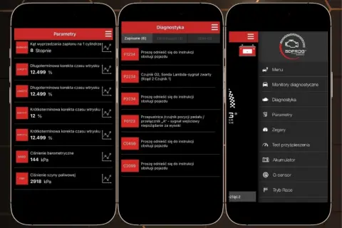 Najlepsza aplikacja OBD2 Android pokazuje parametry silnika i kody błędów.