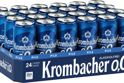 Krombacher 0,0% Pils: 24 Dosen mit dem Krombacher Alkoholgehalt von 0,0%. Erfrischend und isotonisch.