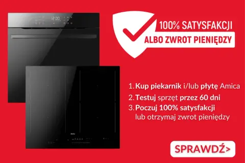 Czarny piekarnik i płyta indukcyjna Amica. Promocja: 100% satysfakcji lub zwrot pieniędzy. Instrukcja obsługi kuchenki Amica.