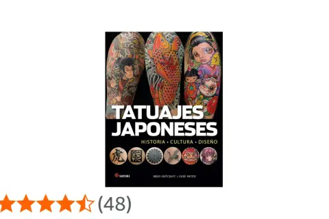 Libro "Tatuajes Japoneses" con imágenes de arte corporal, koi, geisha y más. Explora la historia, cultura y diseño de los tatuajes japoneses.
