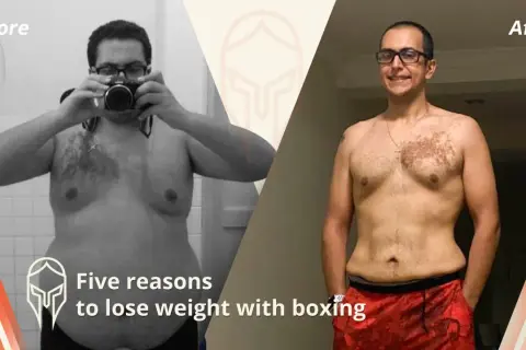 Before and after photos show a man's dramatic weight loss. Does boxing help you lose weight? This transformation suggests yes!