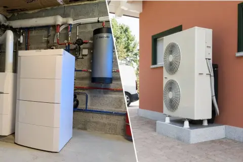 Comparaison entre une chaudière et une pompe à chaleur extérieure, deux solutions pour chauffer votre maison.