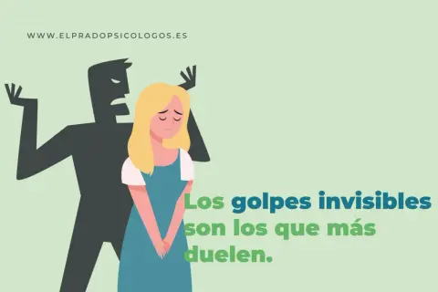 Una mujer triste bajo la sombra de un hombre enfadado. ¿Cómo saber si estoy sufriendo maltrato psicológico? Los golpes invisibles duelen más.