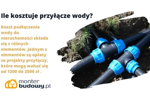 Przyłącza wod-kan cennik: koszt podłączenia wody do nieruchomości, w tym opłaty za projekty, waha się od 1200 do 2500 zł.